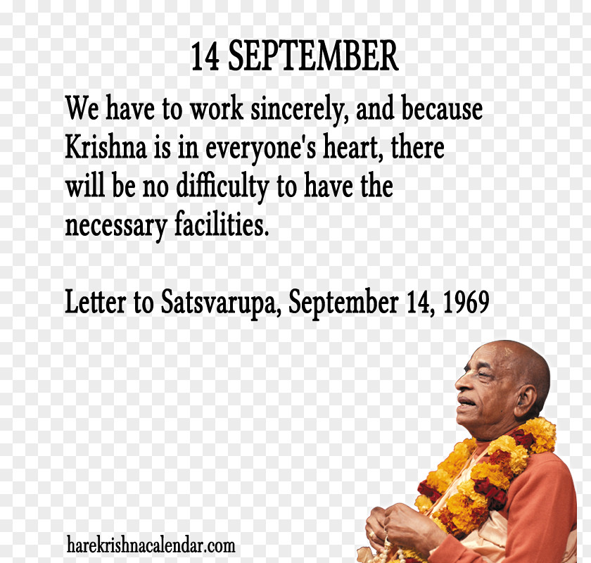 Krishna International Society For Consciousness Quotation 14 September Month PNG