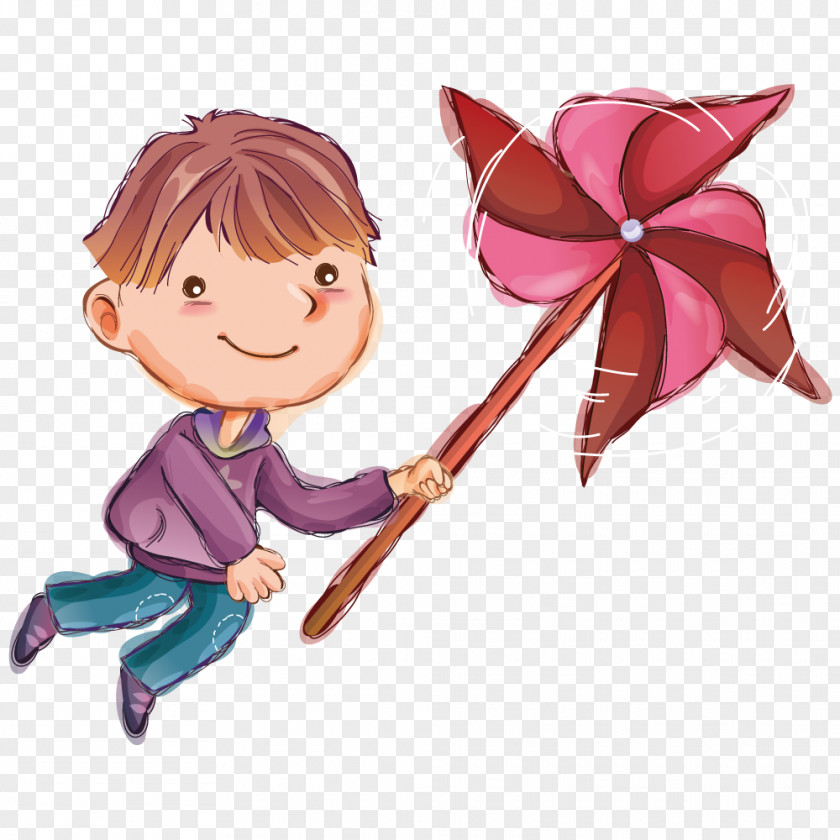 Boy Holding Windmill Child Euclidean Vector PNG