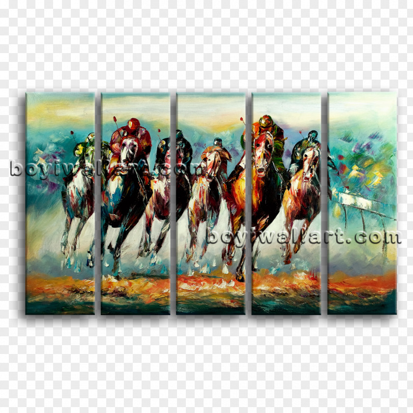Hand Painted Horse Painting Abstract Art Canvas Print PNG