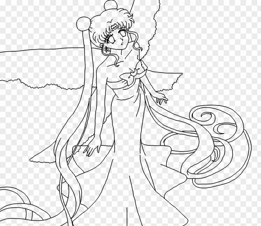 Sailor Moon Queen Serenity Line Art Drawing Female PNG