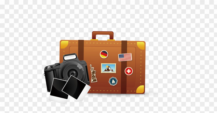 Cartoon Luggage And Camera Suitcase Travel Baggage PNG