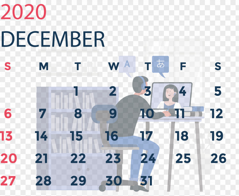 December 2020 Printable Calendar PNG