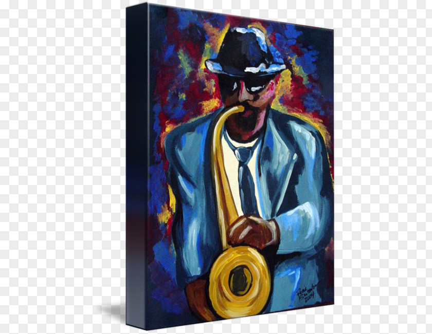 Saxophone Player Modern Art Trombone Painting Jazz PNG