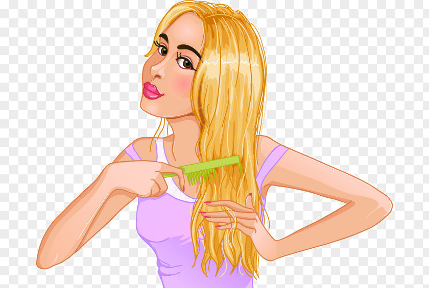 Woman Combing Their Hair Comb Hairstyle Capelli Clip Art PNG