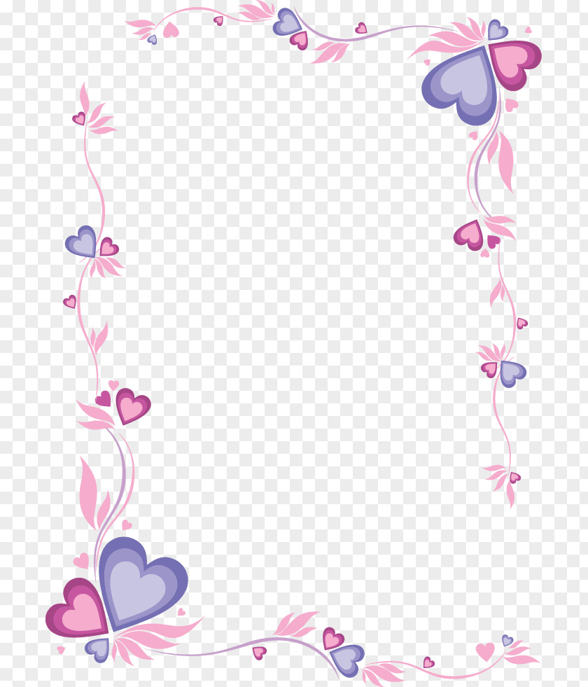 Pink Heart-shaped Frame Printing And Writing Paper Letter PNG
