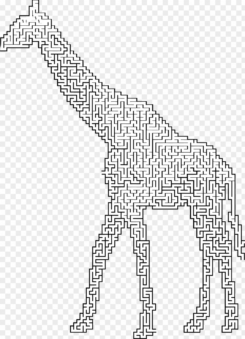 Giraffe Line Art Silhouette Maze Clip PNG
