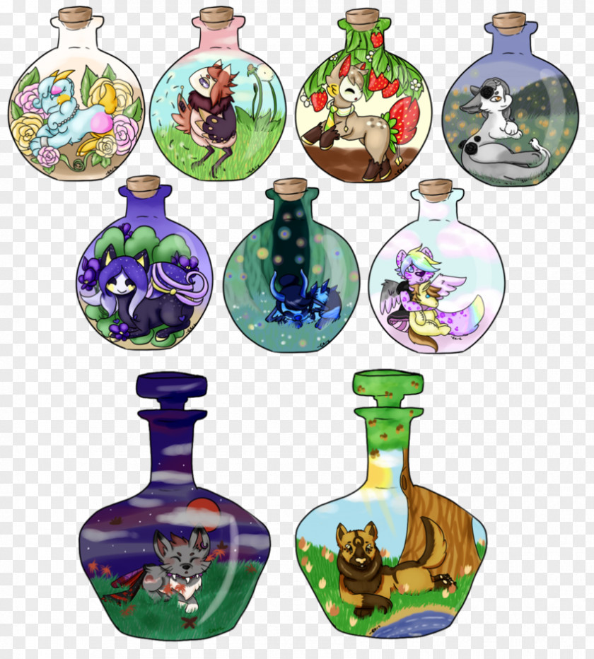 Biome Infographic Glass Bottle Christmas Ornament Purple PNG