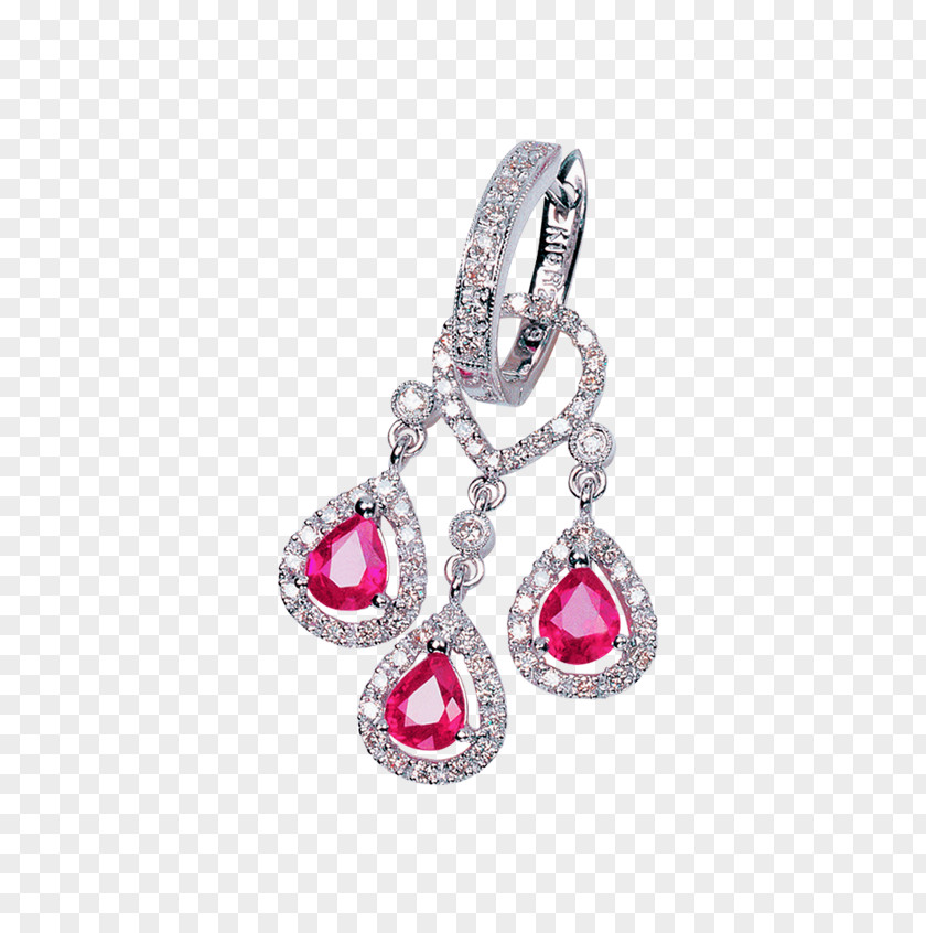 High-grade Ruby ​​pendant Earring Bling-bling Body Piercing Jewellery Diamond PNG