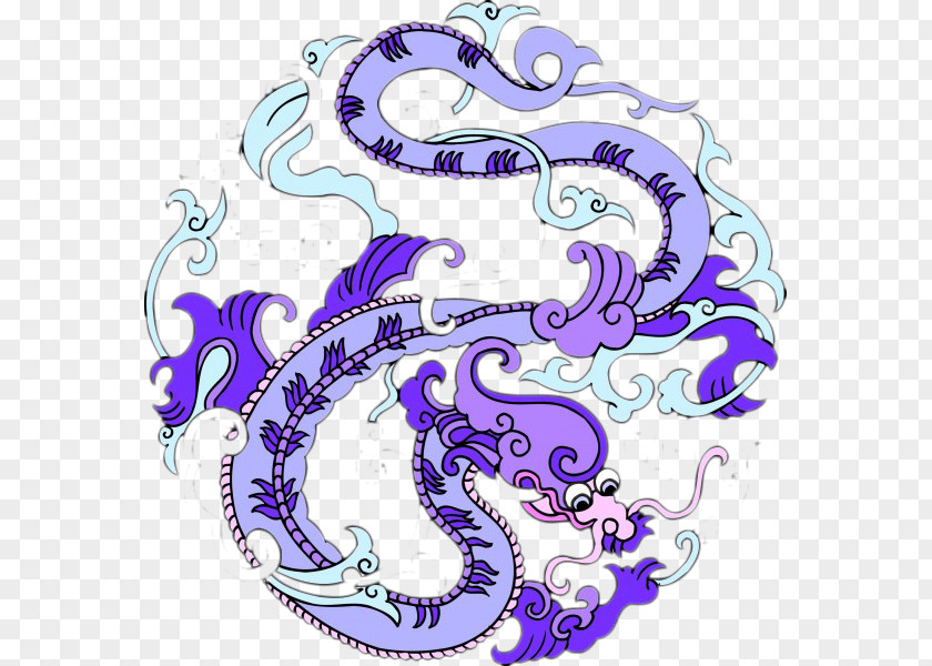 Purple Dragon Pattern Tattoo Chinese Characters PNG