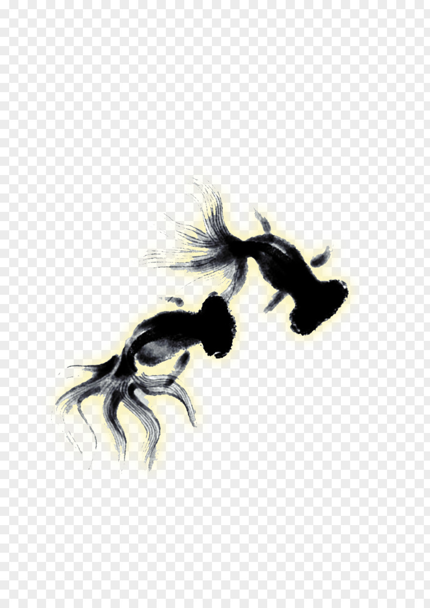 Ink Fish Wash Painting Chinese PNG