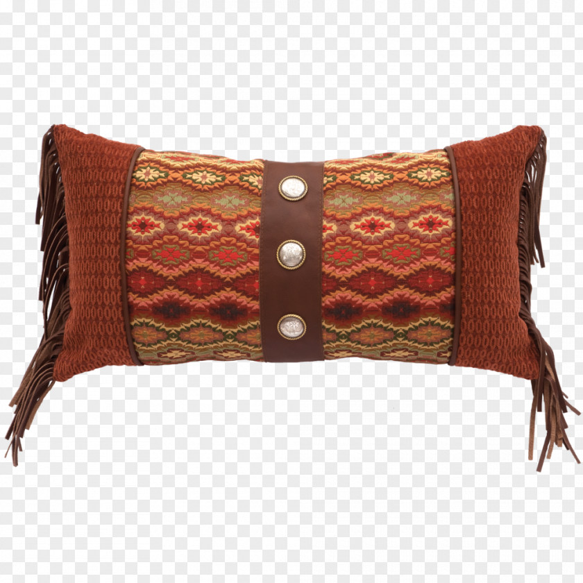 Pillow Throw Pillows Cushion Camel Faux Leather (D8570) Fringed Concho PNG