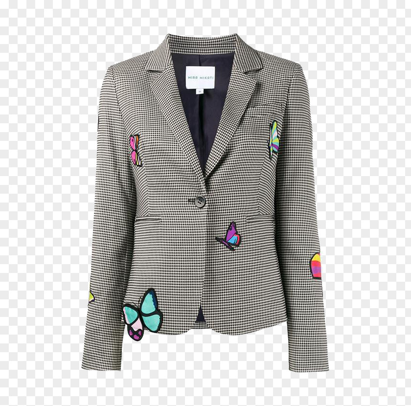 Gray Suit Blazer Houndstooth Jacket Double-breasted PNG