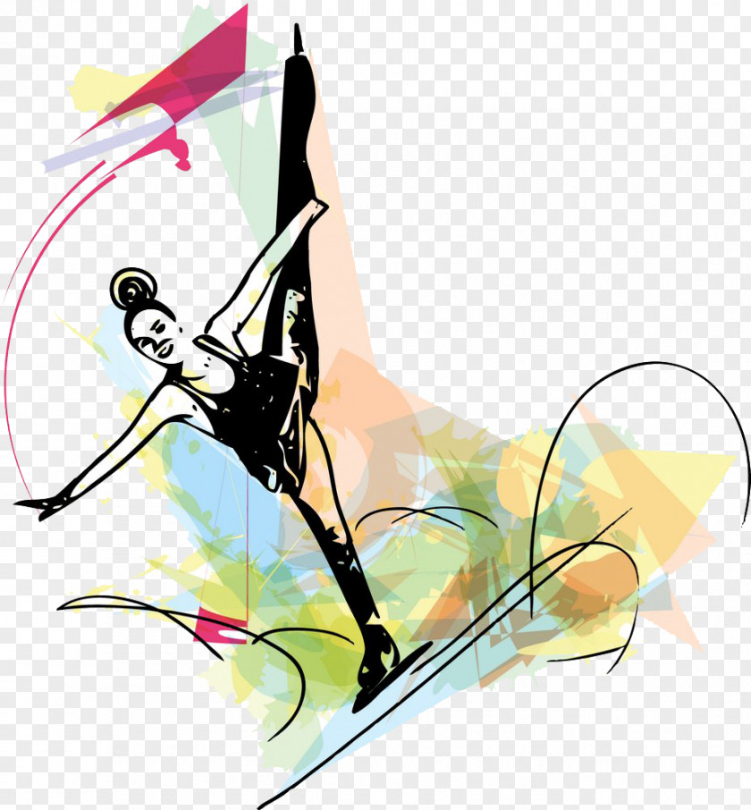 Women Skaters Ice Skating Figure Skate Illustration PNG