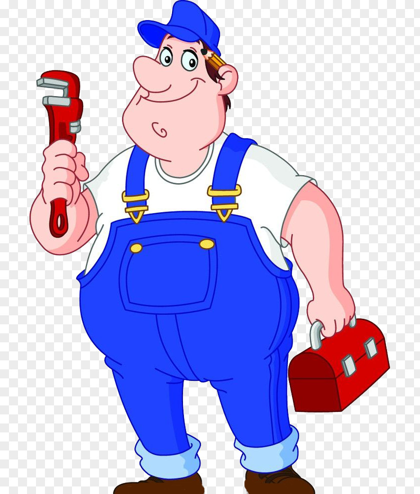Fat Man Plumber Plumbing Wrench Illustration PNG