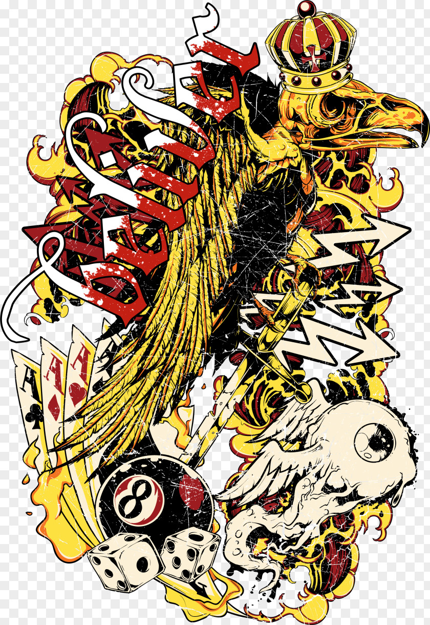 Crown Eagle Printing Abziehtattoo Flash Body Art Sticker PNG