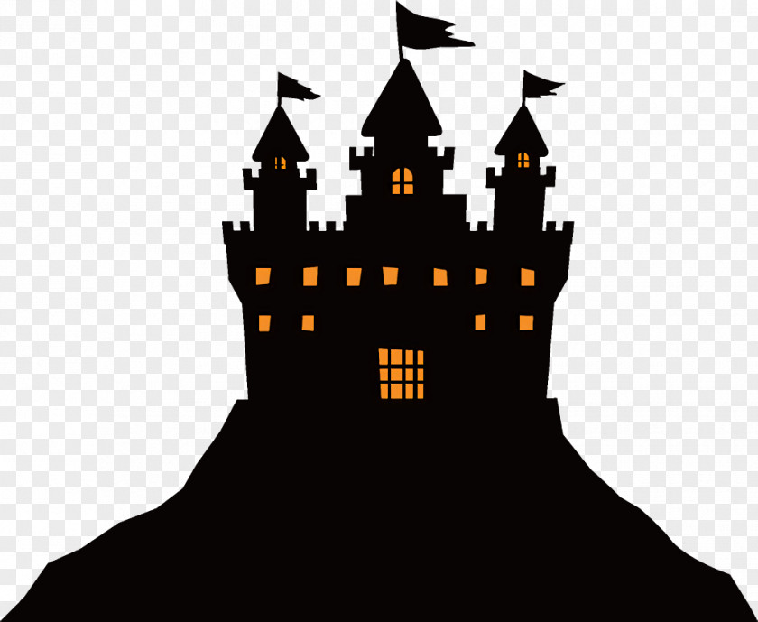 Silhouette Architecture Haunted House Halloween PNG