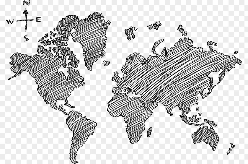 Globe World Map Doodle PNG