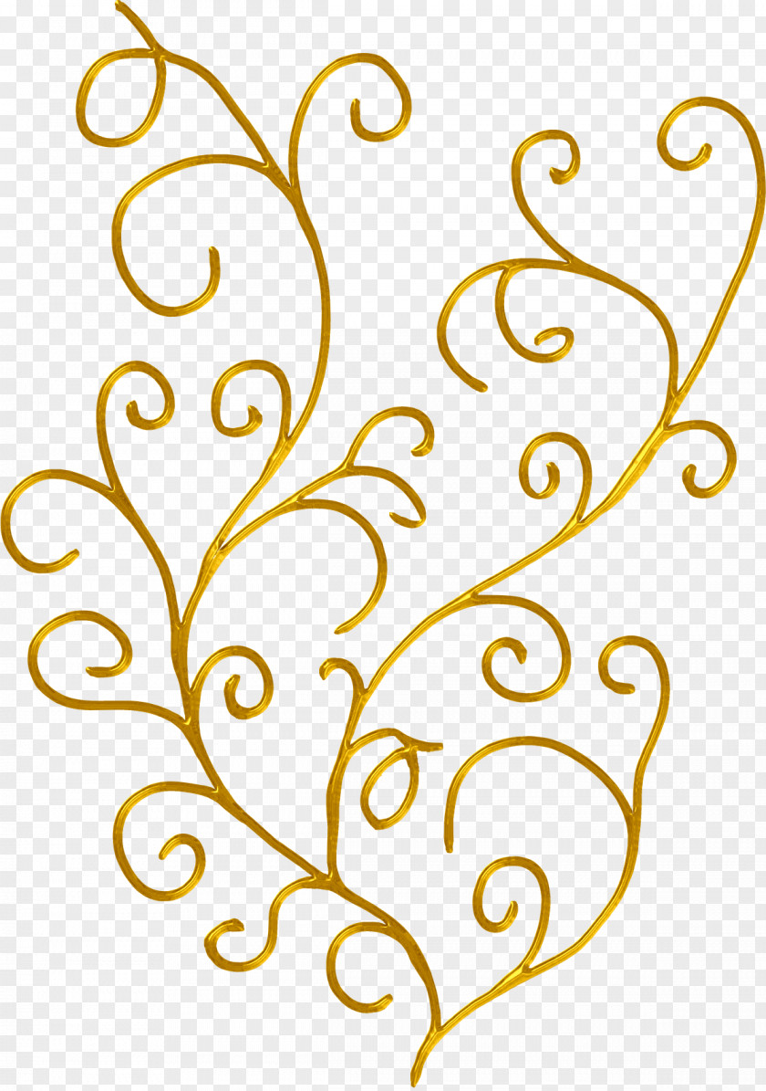Gold Flourish Line Leaf Clip Art PNG