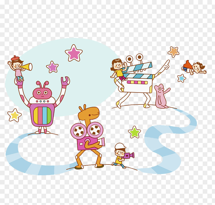 Hand Drawn Illustration Film Town Cartoon PNG