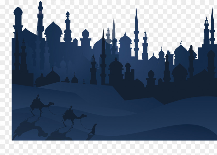 Vector Dark Blue Winter Cold One Thousand And Nights Illustration PNG