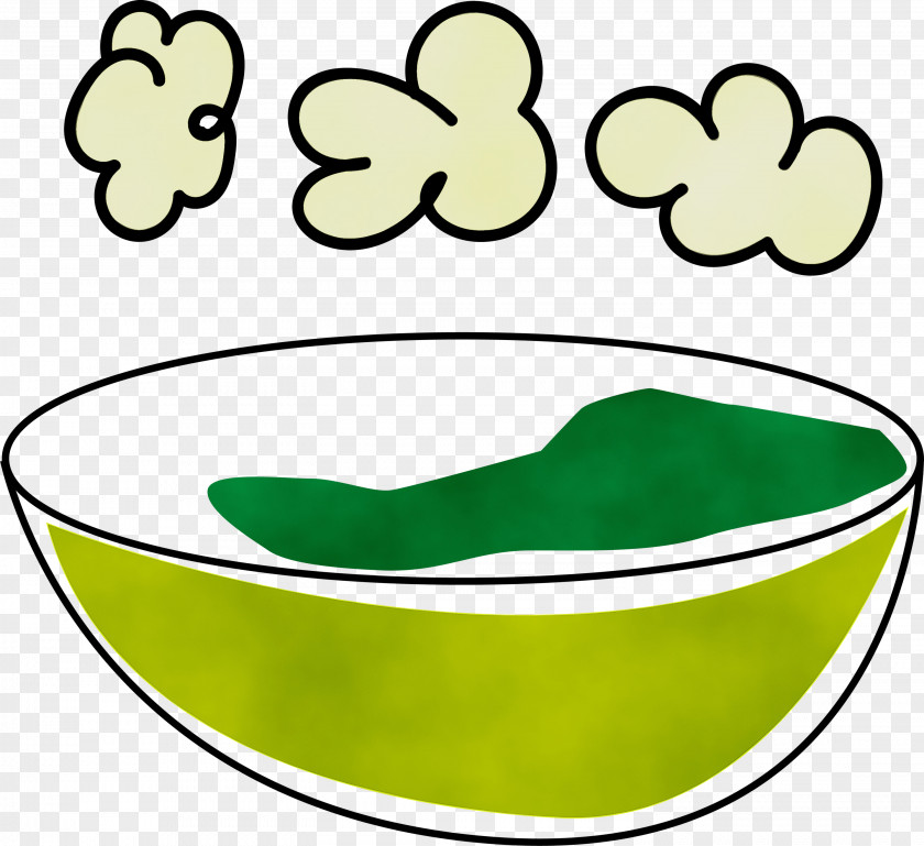 Mixing Bowl Green Leaf Watercolor PNG