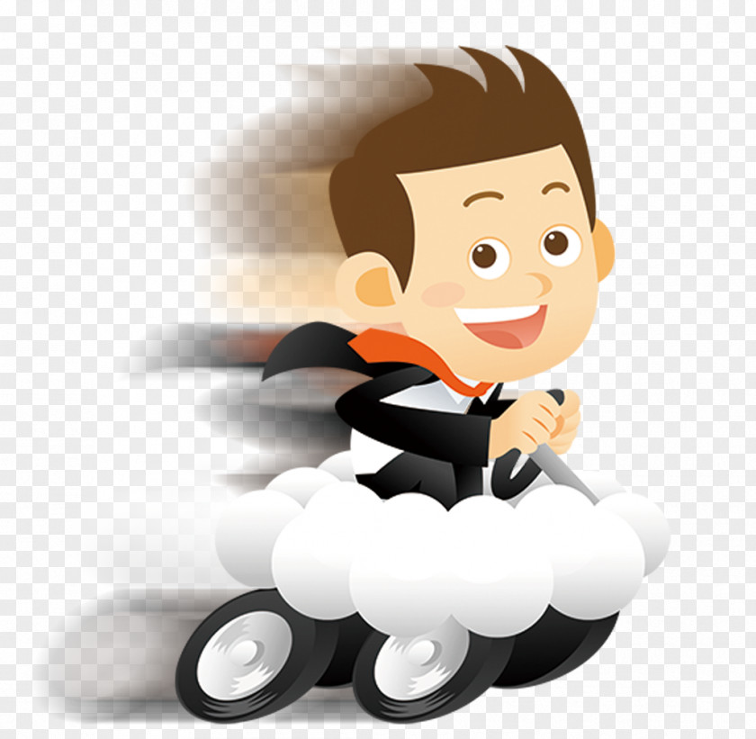 People Flying Car Cartoon Animation Poster PNG