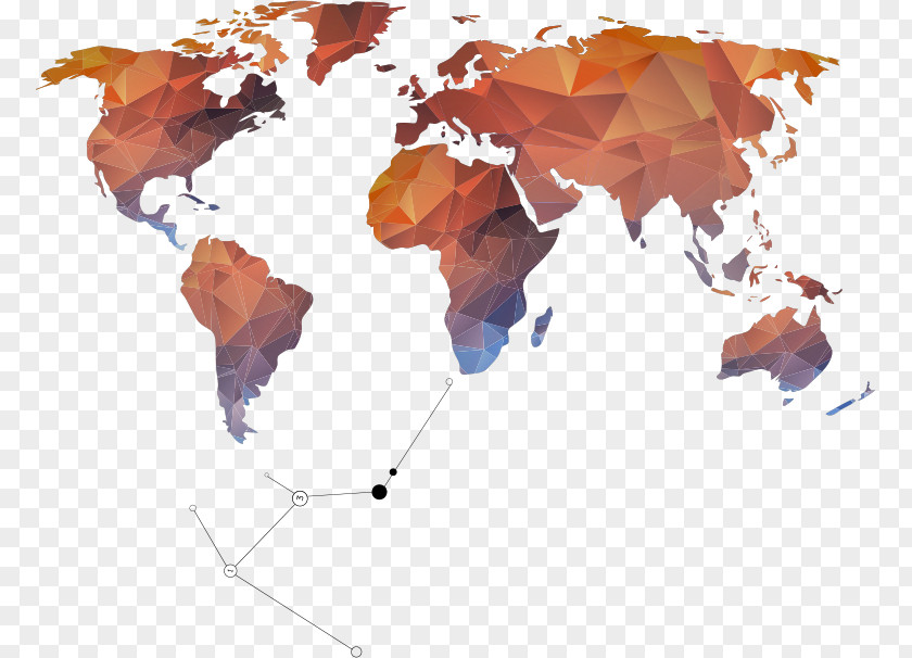 Vector World Map Triangle Globe PNG