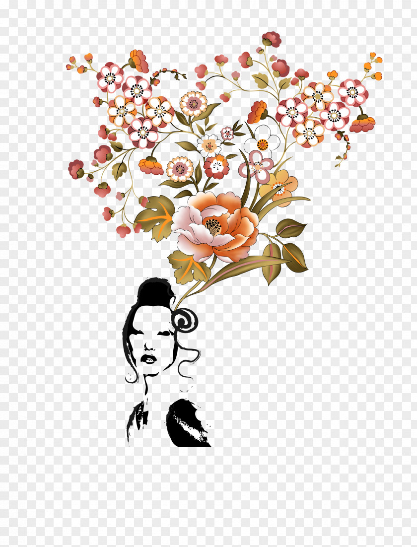 Flowers Woman Wallpaper PNG