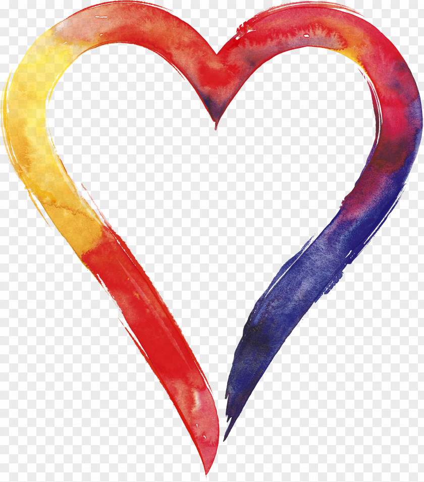 Love Heart Watercolor Painting Clip Art PNG