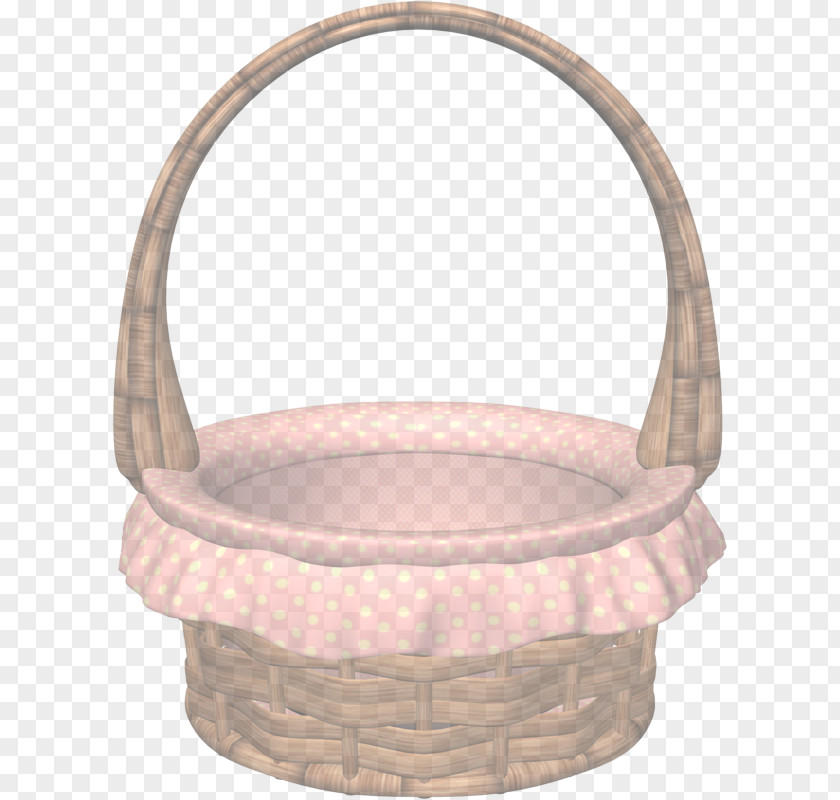 Wicker Flower Girl Basket Pink Beige PNG