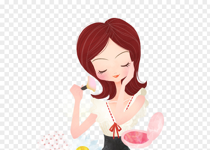 Cartoon Makeup Beauty Make-up Woman Watercolor Painting Illustration PNG