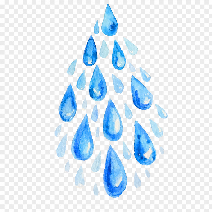 Watercolor Blue Water Droplets Vector Painting Icon PNG