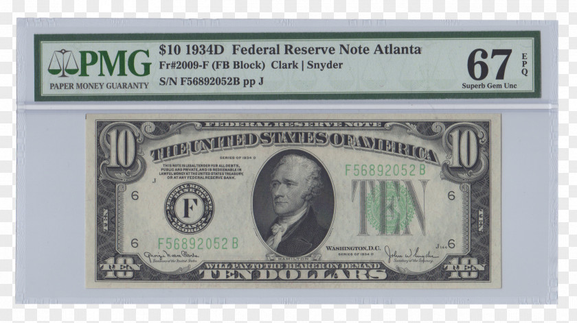 Banknote United States Ten-dollar Bill Series Of 1928 Federal Reserve Note Dollar PNG