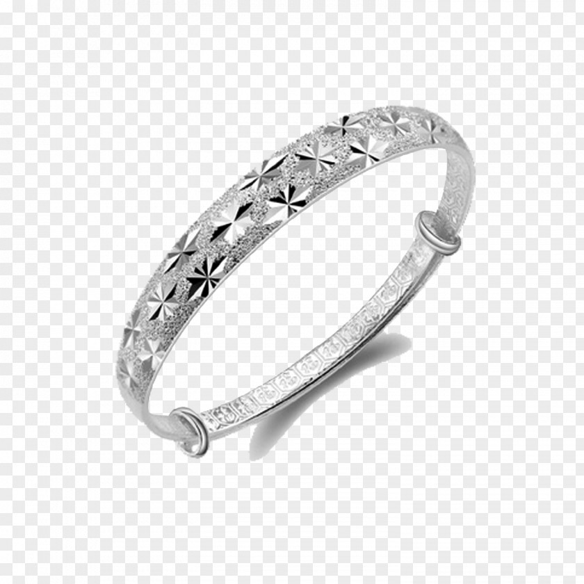 Old Fengxiang Full Star Bracelet Bangle Sterling Silver Jewellery PNG