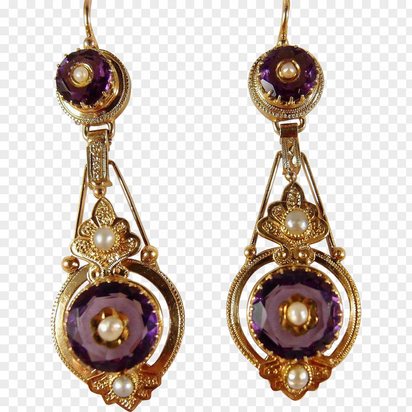 Jewellery Earring Amethyst Victorian Era Necklace PNG