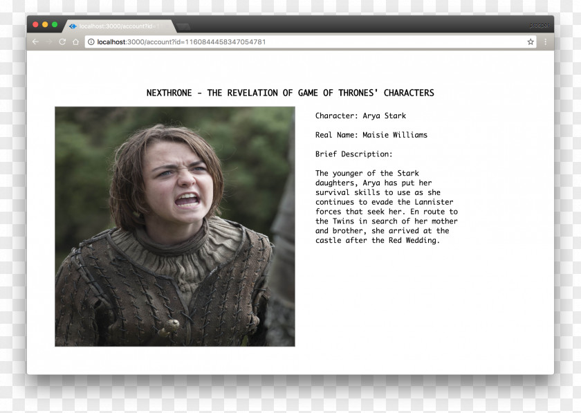 Maisie Williams Web Components Browser HTML Laravel JavaScript PNG