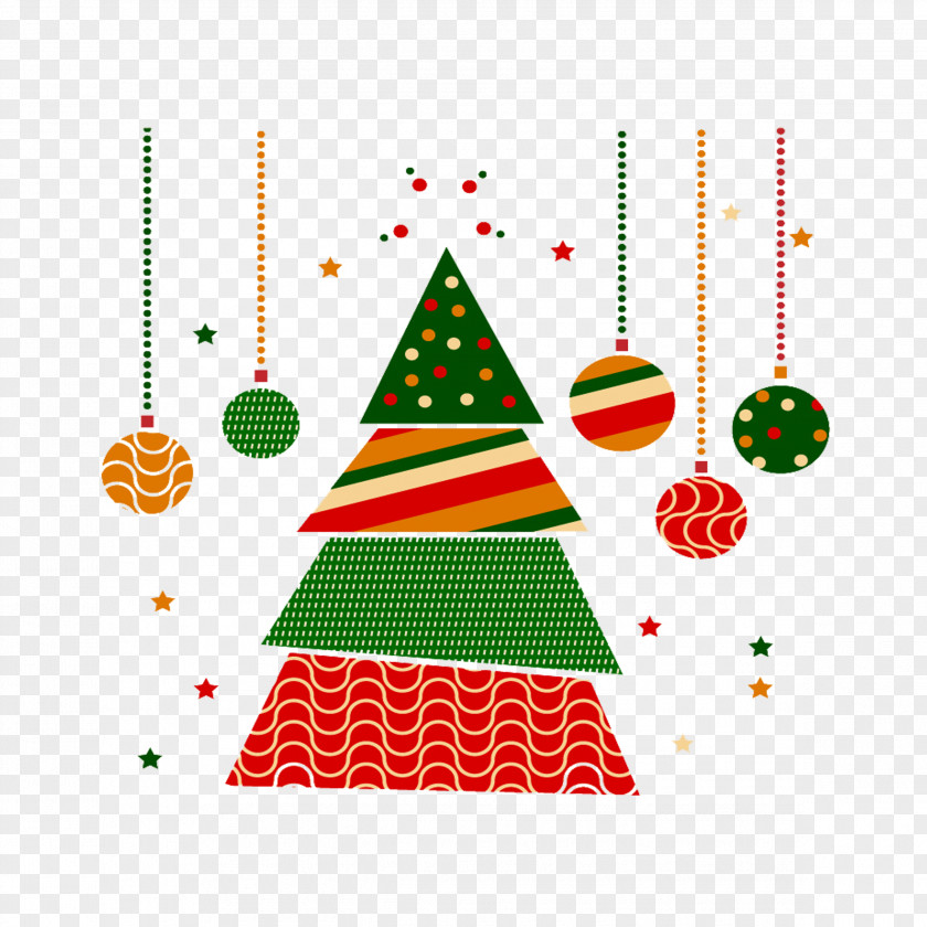 Creative Triangle Christmas Tree Card Illustration PNG