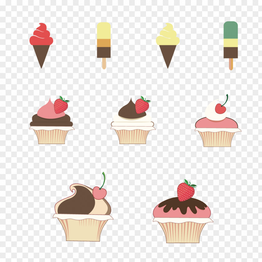 Ice Cream Popsicles Cone Pop Strawberry Cupcake PNG