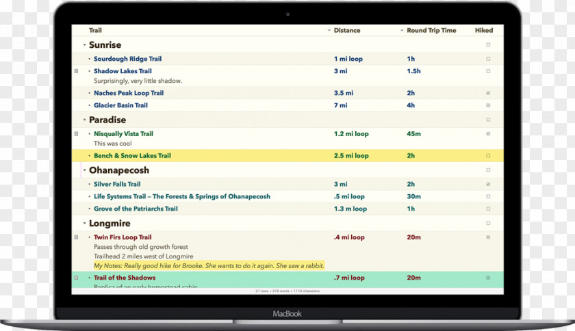 Multicolumn OmniOutliner Template Project Document PNG