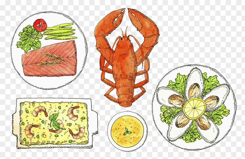 Lobster Meal Sketch Seafood Buffet PNG