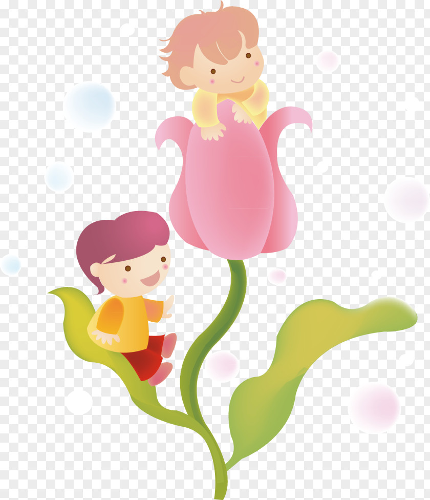 Beautiful Flower Fairy Cartoon Illustration PNG