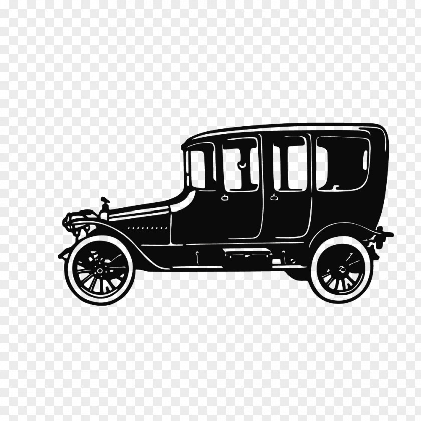 Vector Drawing Nostalgia Antique Classic Cars Sports Car Silhouette PNG