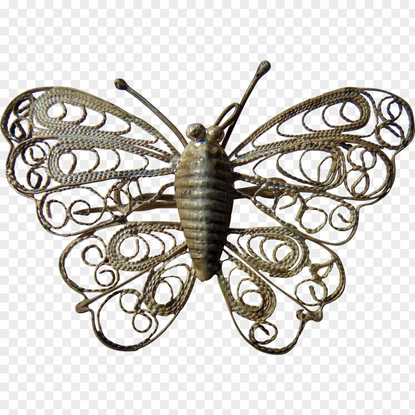 Butterfly Brooch Silver Jewellery Victorian Era PNG