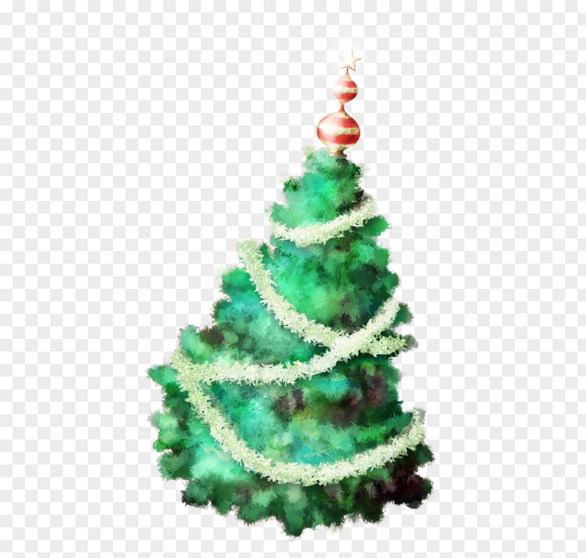 Cartoon Green Trees Decorated With Oil Paintings Christmas Tree Clip Art PNG