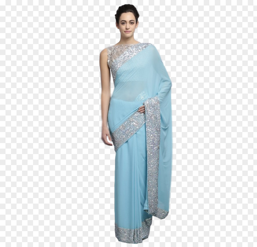 Handwork Sari Blue Dress Blouse Sequin PNG