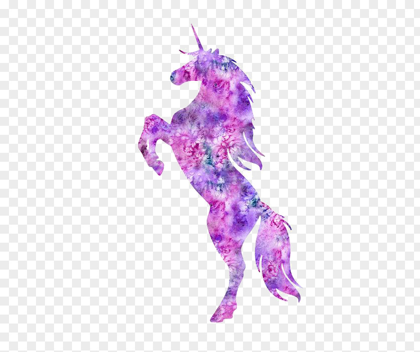 Purple Unicorn Ariel T-shirt Watercolor Painting PNG