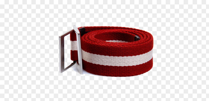 Red And White Canvas Belt Fashion Accessory PNG
