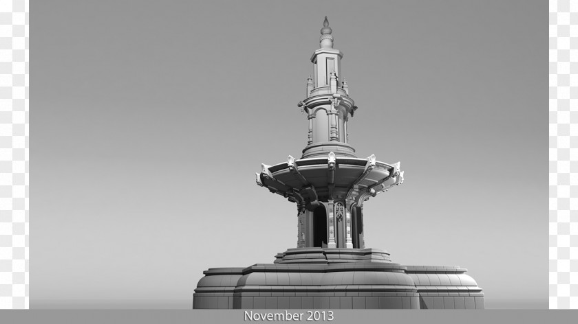 Fountain Monochrome Photography Autodesk 3ds Max Maya Black And White PNG
