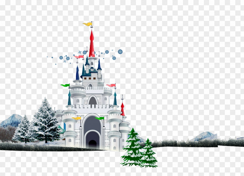 Snow Castle Pines Material Christmas Illustration PNG