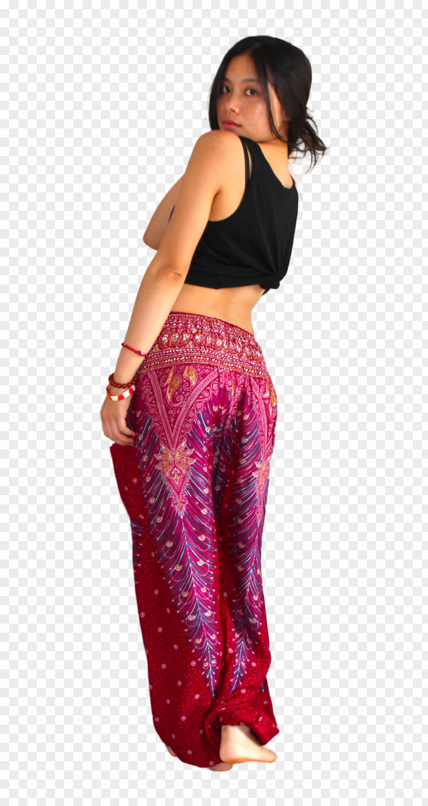 Bohemian Feather Leggings Harem Pants Waist PNG